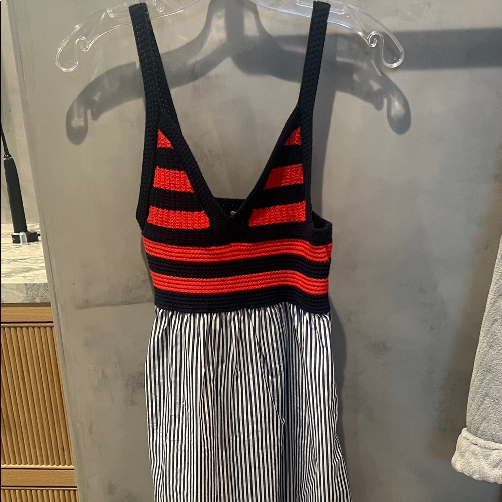 Striped Black and Red Knit Top Dress